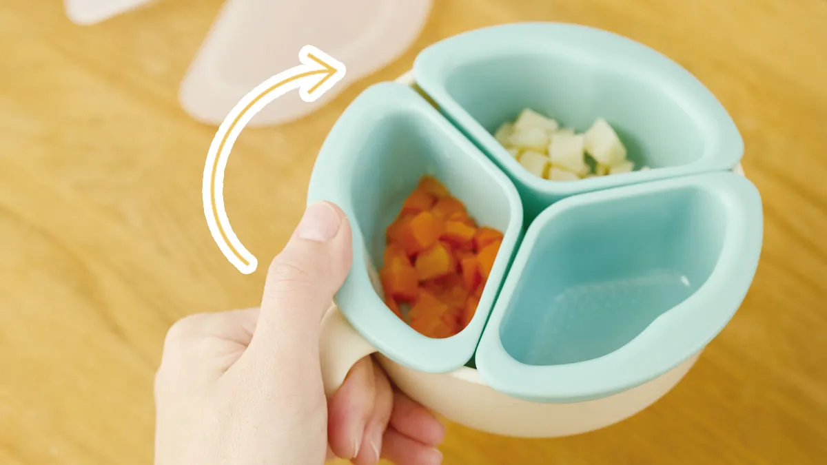 離乳食タイムの革命!持ちかえの手間なくお食事タイムをスムーズに【くるくるプレート】5月上旬発売