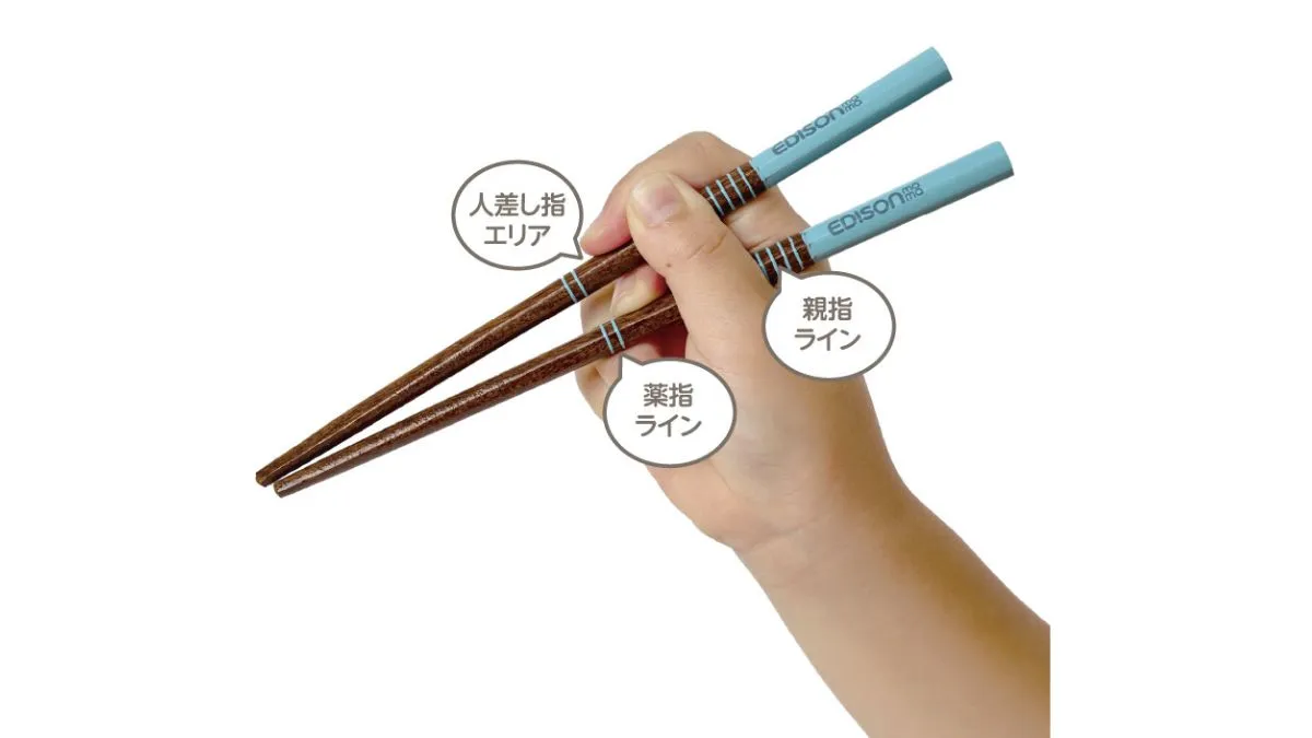 箸の正しい持ち方を自然と意識できる　指ガイド付き　 【天然木のお箸】を8月上旬にリニューアル販売開始